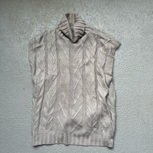 Sleeveless‎ Turtleneck Sweater Knit Vest Cable Knit Layering Top